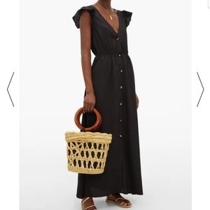 SOLID & STRIPEDRuffled-shoulder crepe maxi dress